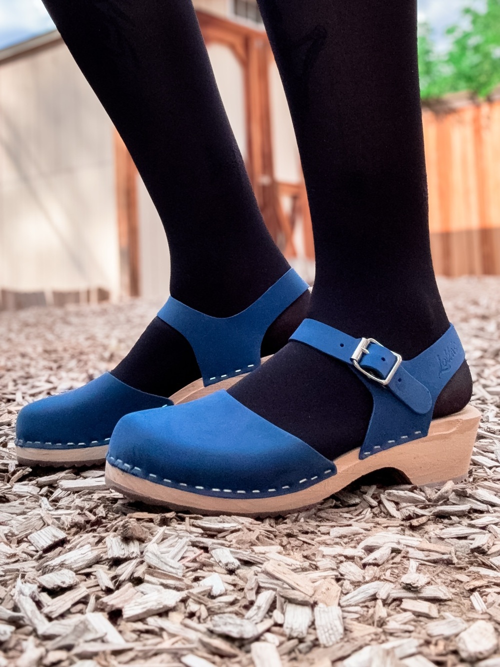 LOTTA FROM STOCKHOLM Blue Mary Jane Clogs with Buckle